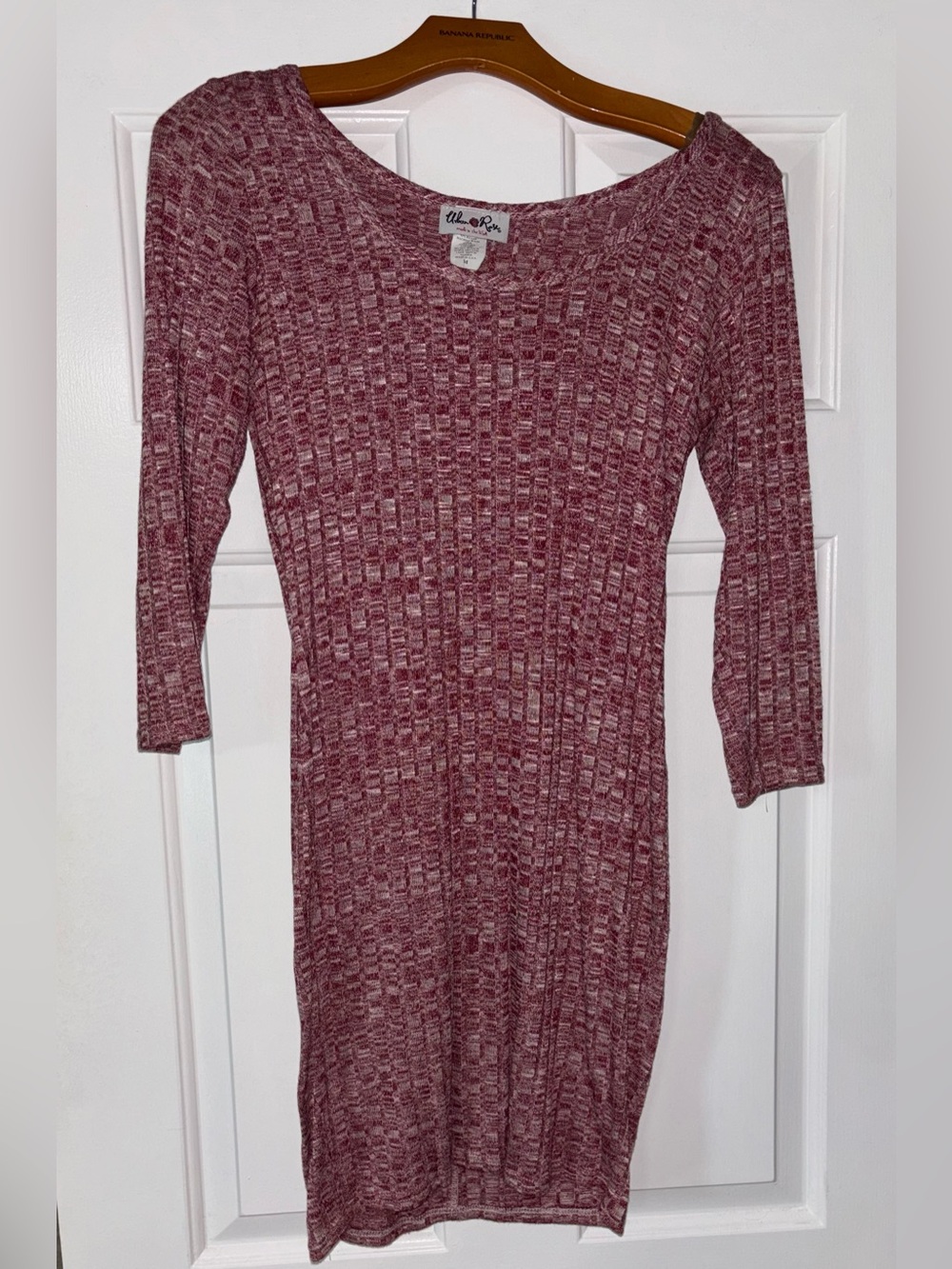 Marled Wine Knit Midi Dress